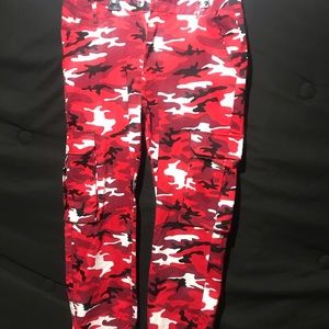 Red Camo Print Pants
